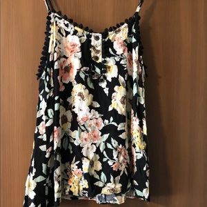 Black floral spaghetti strap tank